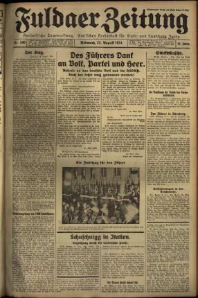 Ausgabe vom Mittwoch, den 22. August 1934.