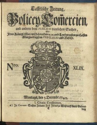 Nro. XLIX, Montags, den 5. Decembr. 1740