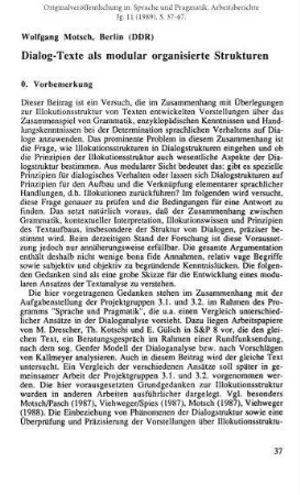 Dialog-Texte als modular organisierte Strukturen