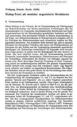 Dialog-Texte als modular organisierte Strukturen
