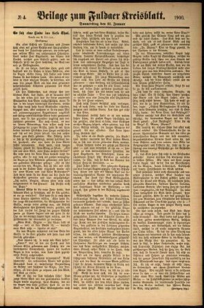Zweite Ausgabe vom Donnerstag, den 11. Januar 1900.