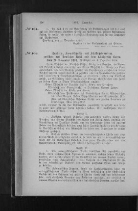 No. 165. Handels-, Freundschafts- und Schiffahrtsvertrag zwischen dem Deutschen Reich und dem Königreich Korea. Vom 26. November 1883.