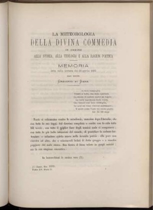 LA METEOROLOGIA DELLA DIVINA COMMEDIA IN ORDINE ALLA STOMA, ALLA TEOLOGIA E AULA RAGION POETICA