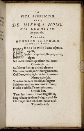 Vita Supplicium sive De Misera Hominis Conditione querela