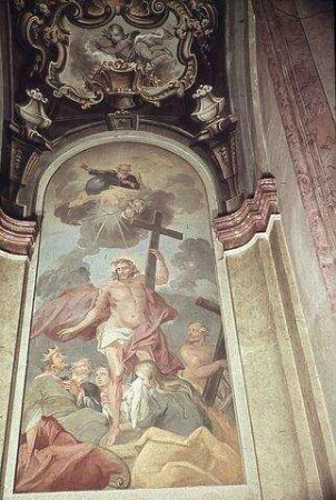 Der auferstandene Christus innerhalb einer Gruppe von Heiligen