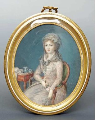 Porträt einer sitzenden jungen Dame