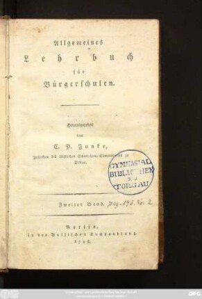 Zweiter Band: Allgemeines Lehrbuch für Bürgerschulen