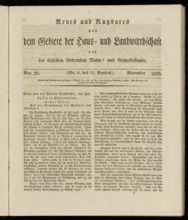Nro. 28. (Nr. 6. des II. Bandes.) November 1825.
