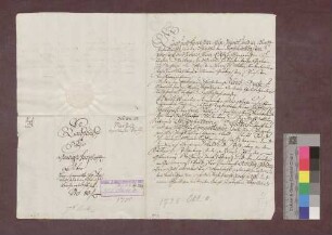 Ulrich Brehe zu Marzell verkauft der badischen Landesherrschaft 30 Jauchert Wald um 80 Gulden.