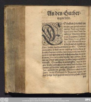 An den Guthertzigen Leser.