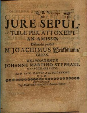De iure sepulturae per autocheirian amisso