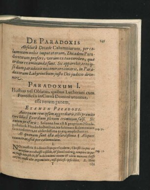 De Paradoxis. Absoluta Decade Calumniarum, per calumniam nobis imputatarum, Decadem Paradoxorum profers ...