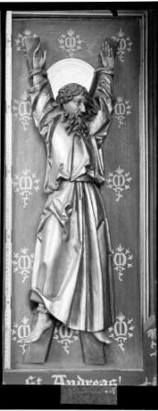 Veringenstadt Pfarrkirche Sankt Nikolaus Langhaus Figur Heiliger Andreas an der Südwand um 1510