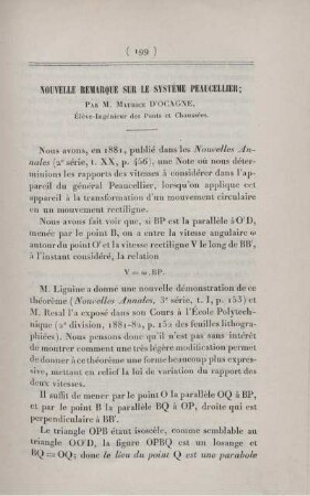 Nouvelle remarque sur le système Peaucellier.