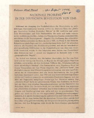Nationale Probleme in der deutschen Revolution von 1848