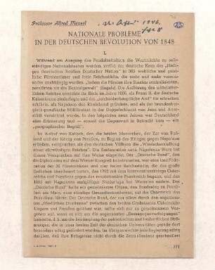 Nationale Probleme in der deutschen Revolution von 1848