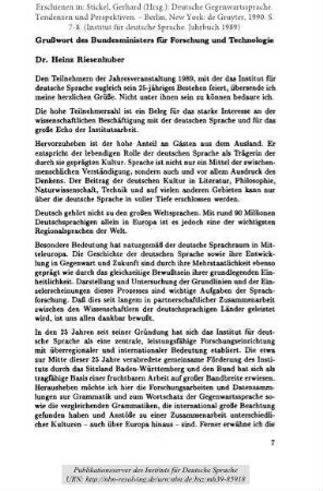 Grußwort des Bundesministers für Forschung und Technologie