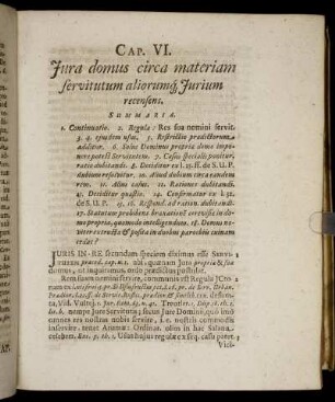 Cap. VI. Jura domus circa materiam servitutum aliorumq Jurium recensens.
