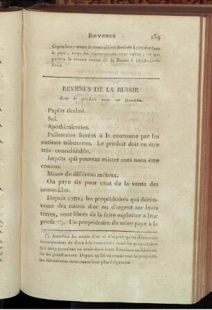 Revenus de la Russie dont le produit nous est inconnu