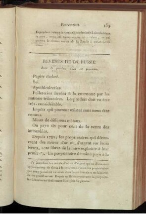 Revenus de la Russie dont le produit nous est inconnu