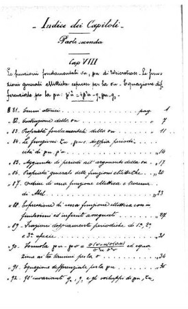 Indice dei Capitoli. Parte Seconda.