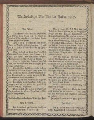 Merkwürdige Vorfälle im Jahre 1787