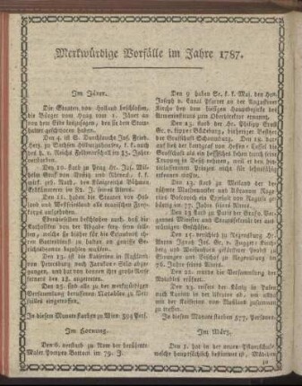 Merkwürdige Vorfälle im Jahre 1787