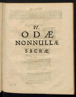 IV. Odae Nonnullae Sacrae.