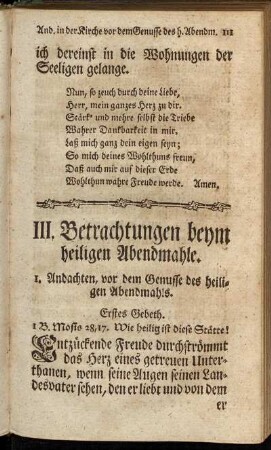 1. Andachten, vor dem Genusse des heiligen Abendmahls.
