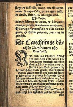 De Catechismus dorch de Predicanten tho Brunswick.