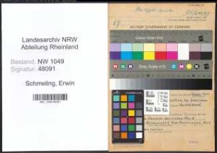 Entnazifizierung Erwin Schmeling , geb. 29.07.1893 (Lehrer)