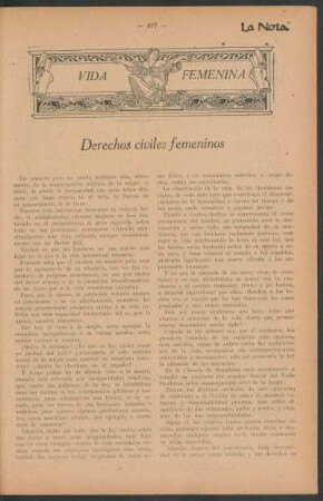 Vida femenina : Derechos civiles femeninos