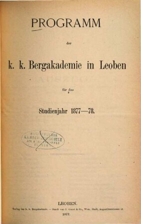 Programm : für das Studienjahr .... 1877/78 (1877)