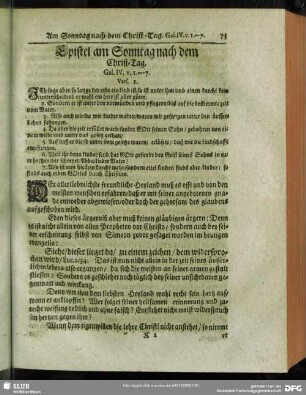 Epistel am Sonntag nach dem Christ-Tag. Gal. IV. v. 1. ---7. Vers. 1.