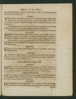 Libri Musici impressi.