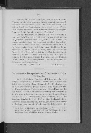 Das ehemalige Postgebäude am Gänsemarkt Nr. 39.