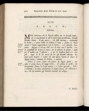 XCIX. Bacco, Biforme. [ ... mit Abbildungsbeschreibung.]