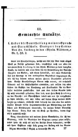 Ueber die Beurtheilung meiner "Sprech- und Sprachschule. Stuttgart bey Cotta." : von Hn. Lorberg in den "Rhein. Blättern," Bd. 2, H. 2