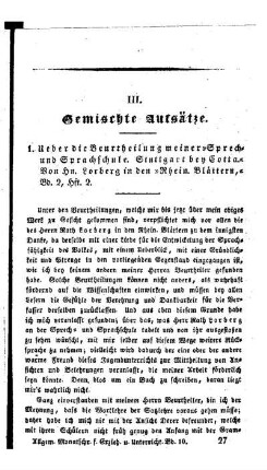 Ueber die Beurtheilung meiner "Sprech- und Sprachschule. Stuttgart bey Cotta." : von Hn. Lorberg in den "Rhein. Blättern," Bd. 2, H. 2