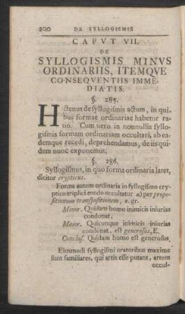 Caput VII. De Syllogismis Minus Ordinariis, Itemque Consequentiis Immediatis