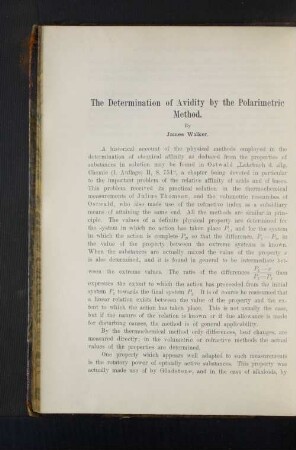 The Determination of Avidity by the Polarimetric Method