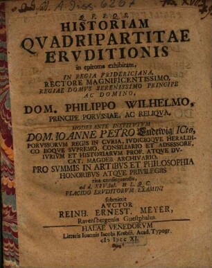 Historiam quadripartitae eruditionis in epitome exhibitam