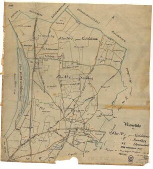 Übersicht der Flur Nr. I genannt Golzheim, Flur Nr. V genannt Sandberg, Flur Nr. VI genannt Derendorf, Flur Nr. XXVII genannt Golzheimer Insel