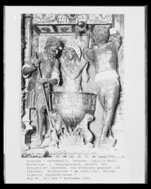 Hochaltar, 1. Hauptgeschoss, Detail rechte Seite: Martyrium des Johannes