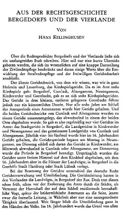 Aus der Rechtsgeschichte Bergedorfs und der Vierlande