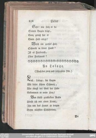 An Lalage. (Nach der ein und sechzigsten Ode.)