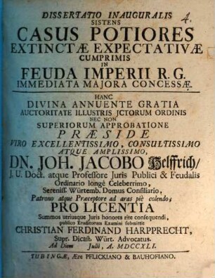 Diss. inaug. sistens casus potiores extinctae expectativae, cumprimis in feuda Imperii R. G. immediata maiora concessae
