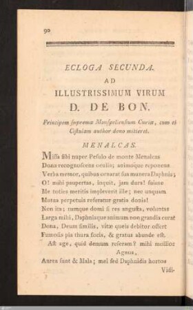 Eclogae Variae. Ecloga Secunda.