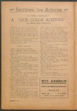 Escriben los Actores : El cuento teatralizado - A "Ojos color aceituna"