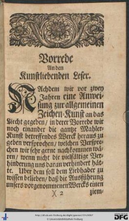 Vorrede an den kunstliebenden Leser.